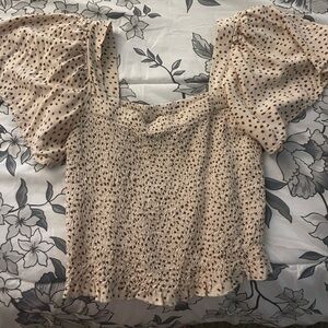 Polka Dot Blouse with Ruffle Sleeves